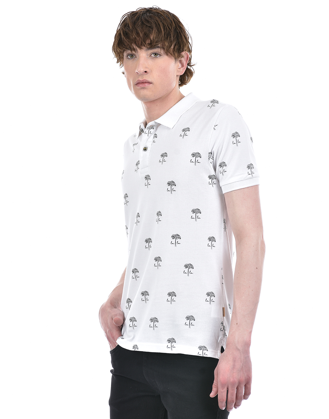 Numero Uno Men Geometric Print White T-Shirt